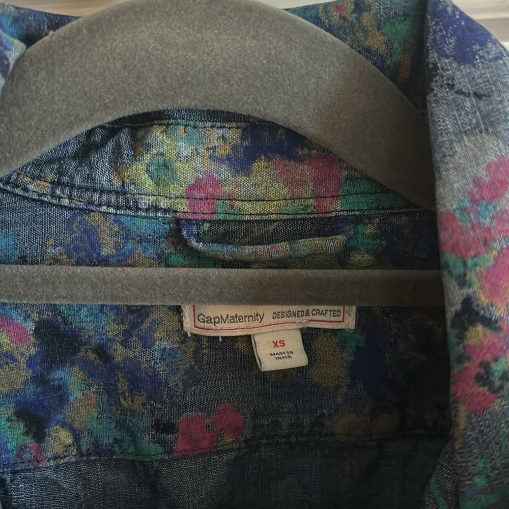 GAP maternity denim floral dress XS - Picture 3 of 4